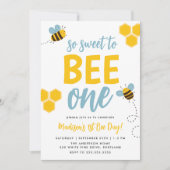 Süße zu Biene Ein 1. Bienentag Geburtstag Einladung (Vorderseite)