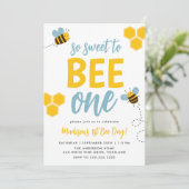 Süße zu Biene Ein 1. Bienentag Geburtstag Einladung (Stehend Vorderseite)