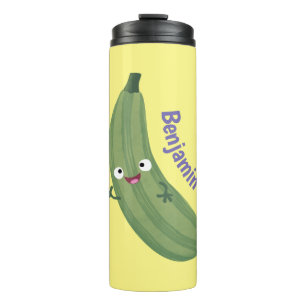 Süße Zucchini glückliche Cartoon-Illustration Thermosbecher