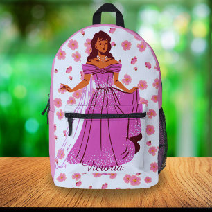 Süße Zur-Schule-Blumen-Prinzessin-Rosa-Mädchen-Ruc Bedruckter Rucksack
