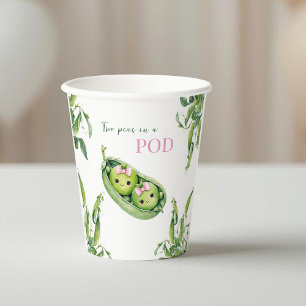 Süße zwei Erbsen in einer Hülse rosa Mädchen Zwill Pappbecher