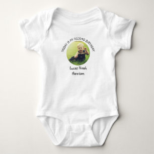 Süße zweite Geburtstags-Name-Runde Foto-Geburtstag Baby Strampler