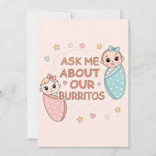 Süße Zwilling-Baby-Burrito-Ankündigung-Illustratio Feiertagskarte