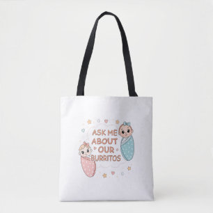 Süße Zwillinge Baby Burrito Ankündigung Illustrati Tasche