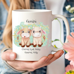 Süße Zwillinge-Zwillinge-Watercolor-Stier-Zodiak-M Kaffeetasse