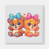Süße Zwillings-Teddybären Magnet (Vorne)