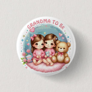 Süße Zwillingsschwestern-Baby-Party Oma wird es we Button