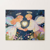 Süße Zwillingsseele Liebesjunge und Mädchen Engel  Puzzle (Horizontal)