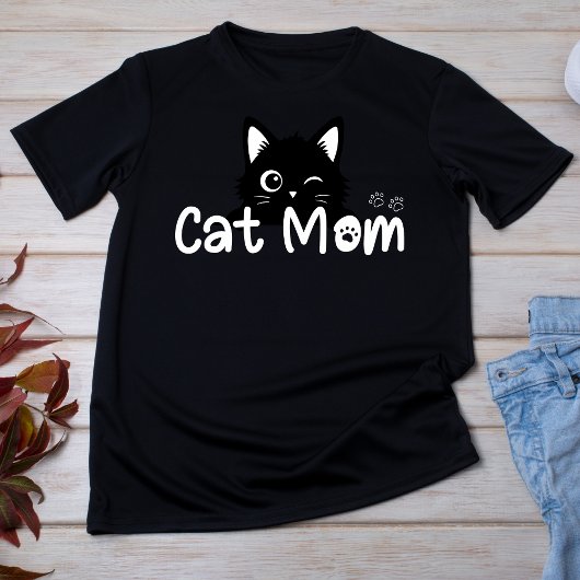 Süße zwinkernde schwarze Katzenmutter T-Shirt