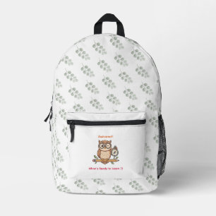 Süße zwinkernden Eule Zurück zur Schule Toon-Illus Bedruckter Rucksack