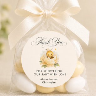 SüßeBaby Biene Floral Gelb Wasserfarbe Danke Runder Aufkleber