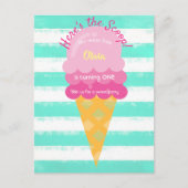 Süßeis 1. Geburtstag Party Pink Minze Postkarte (Vorderseite)