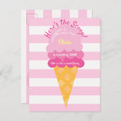 Süßeis 1. Geburtstag Party pink weiß Postkarte (Vorne/Hinten)