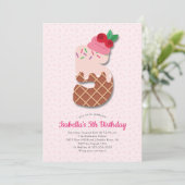 Süßeis Creme 5. Geburtstag Einladung (Stehend Vorderseite)