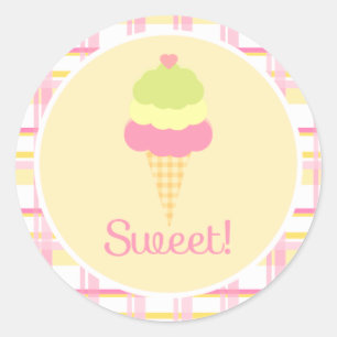 Süßeis Creme Birthday Cupcake Toppers/Stickers Runder Aufkleber