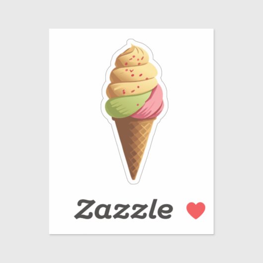 Süßeis Creme Cone Aufkleber (Blatt)