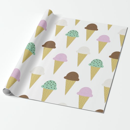 Süßeis Creme Cones Leckerei Party Geschenkpapier (Ungerollt)