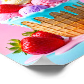 Süßeis mit Erdbeeren Poster (Ecke)