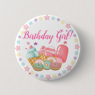 Süßeiscreme, Geburtstag Donut, jedes Alter Button