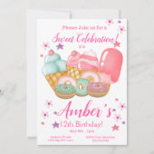 Süßeiscreme, Geburtstag Donut, jedes Alter Einladung (Vorderseite)