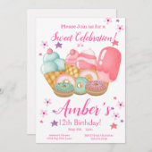 Süßeiscreme, Geburtstag Donut, jedes Alter Einladung (Vorne/Hinten)