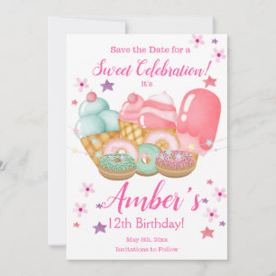 Süßeiscreme, Geburtstag Donut, jedes Alter Save The Date