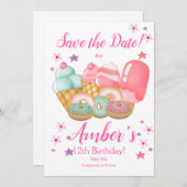 Süßeiscreme, Geburtstag Donut, jedes Alter Save The Date (Vorne/Hinten)