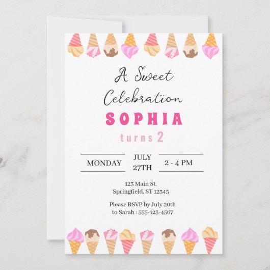 Süßeiscreme-Party Einladung (Vorderseite)