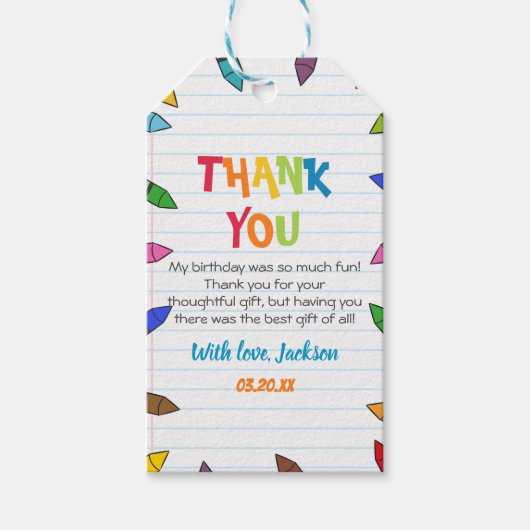 Süssen Crayon Art Paper Farbiges Party Geburtstag Geschenkanhänger (Vorderseite)