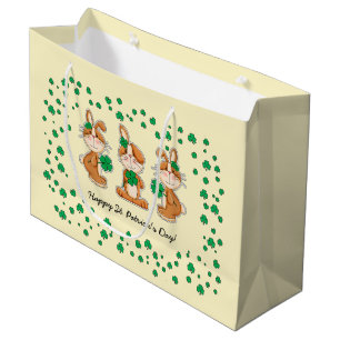 Süßen Häschen-St Patrick Tageskundenspezifische Große Geschenktüte