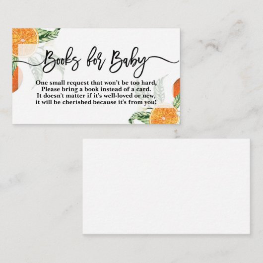 Süssen Orangen bringen Buchkarte Begleitkarte (Vorne/Hinten)