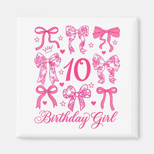 Süßer 10. Geburtstag Coquette-Bogen 10. Geburtstag Magnet (Vorne)