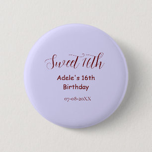 Süßer 16. Geburtstag lila pastell mauve retro Name Button