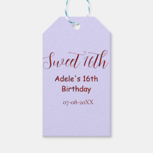 Süßer 16. Geburtstag lila pastell mauve retro Name Geschenkanhänger