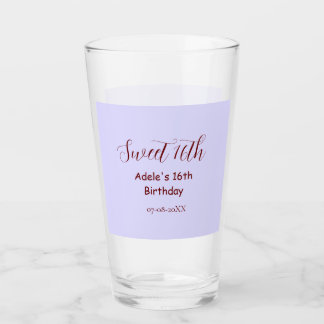 Süßer 16. Geburtstag lila pastell mauve retro name Glas