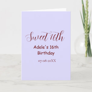 Süßer 16. Geburtstag lila pastell mauve retro Name Karte