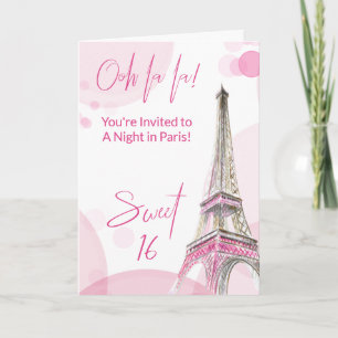 Süßer 16. Geburtstag Rosa Weiß Paris Geburtstag Einladung