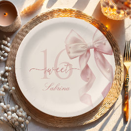 Süßer 16. Geburtstag Teller aus Papier mit rosa Sc