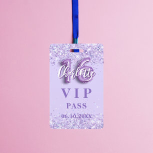Süßer 16 Veilchen-Lavendel-VIP-Party-Pass Ausweis