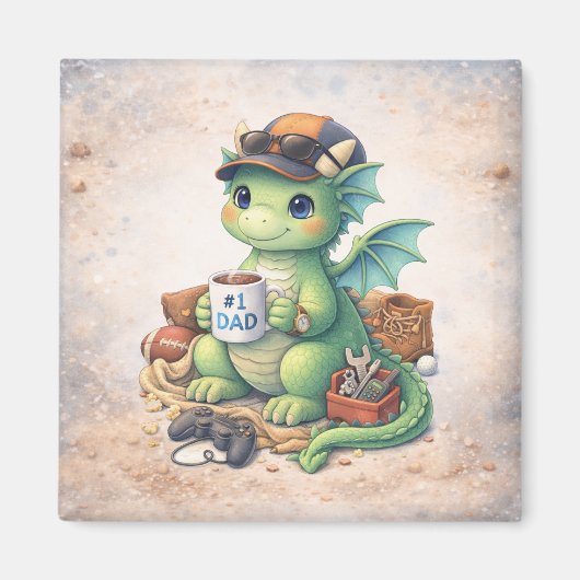 Süßer #1 Dad-Drache Magnet – Ein Geschenk zum Vate (Vorne)