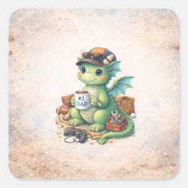 Süßer #1 Papa-Drache Quadratischer Aufkleber