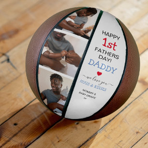 Süßer 1. Vatertag Daddy Foto-Collage Basketball