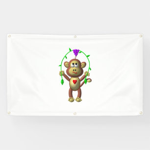 Süßer 3D-Affe mit einem Weinreben-Springseil Banner