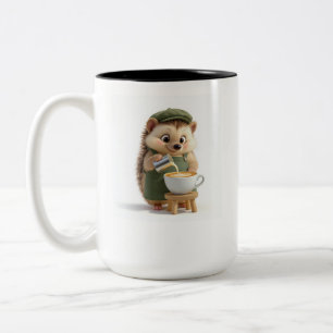 Süßer 3D-Cartoon-Barista-Igel-Kaffee-Zweifarben-M Zweifarbige Tasse