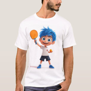 Süßer 3D-Ping-Pong-Junge spielt Tischtennis T-Shirt