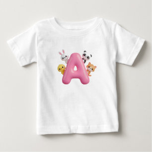 Süßer 3D-rosafarbener Ballonbuchstabe A - Babyt-Sh Baby T-shirt