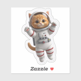 Süßer 3D-Weltraum-Astronaut-Katzen-Aufkleber - Kaw Aufkleber