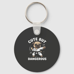 Süßer aber gefährlicher Pug-Hund Karate Schlüsselanhänger