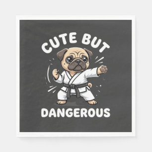 Süßer aber gefährlicher Pug-Hund Karate Serviette