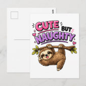 Süßer aber unartiger Faultier Postkarte (Vorne/Hinten)